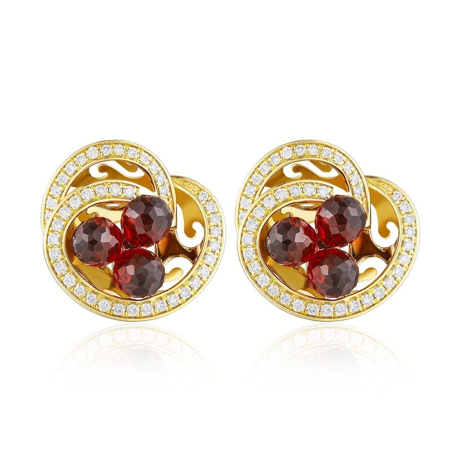 Garnet diamond earring - 971
