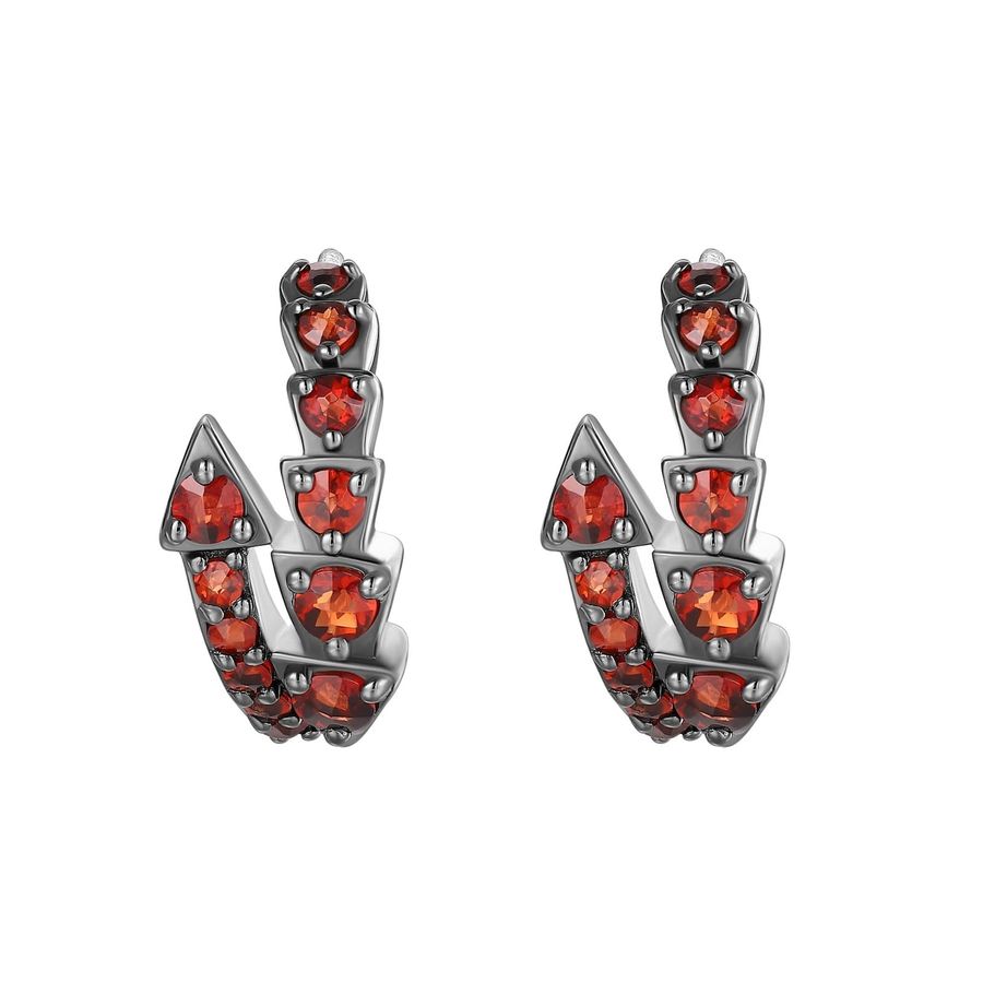 Garnet silver earring - 386