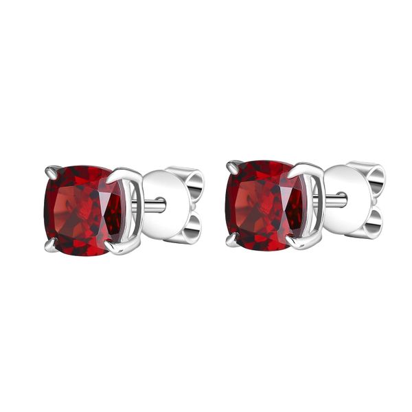 Garnet silver earring - 417 #3