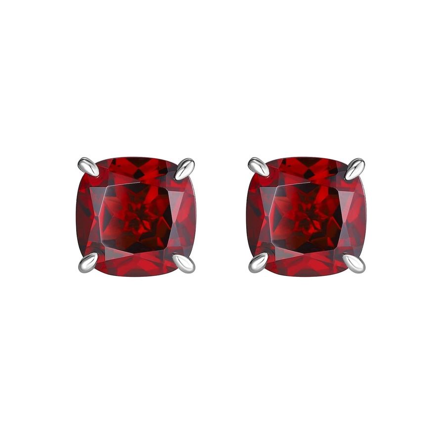 Garnet silver earring - 412
