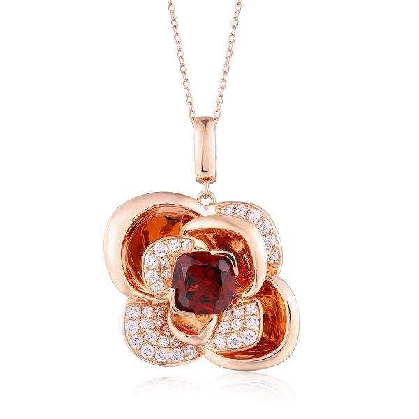 Garnet diamond pendant - 978 #2
