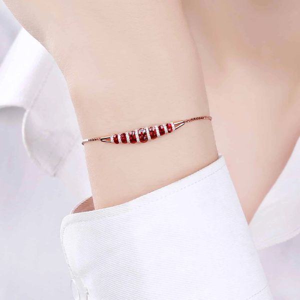 Šperky s granáty diamant náramek - 157 #5