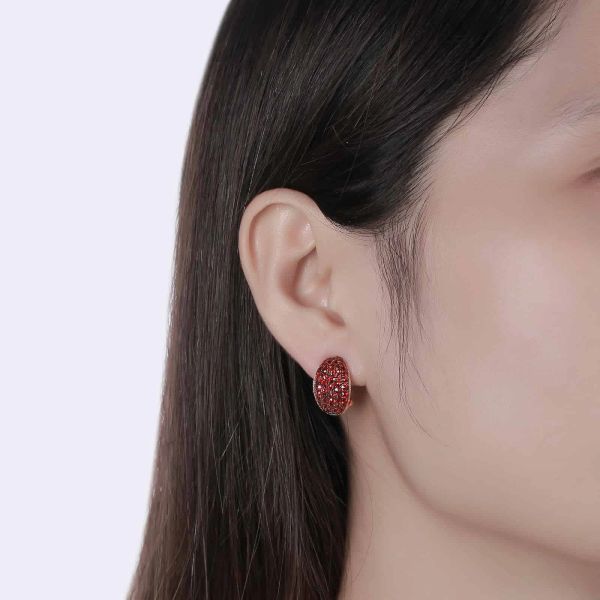 Garnet diamond earring - 189 #4