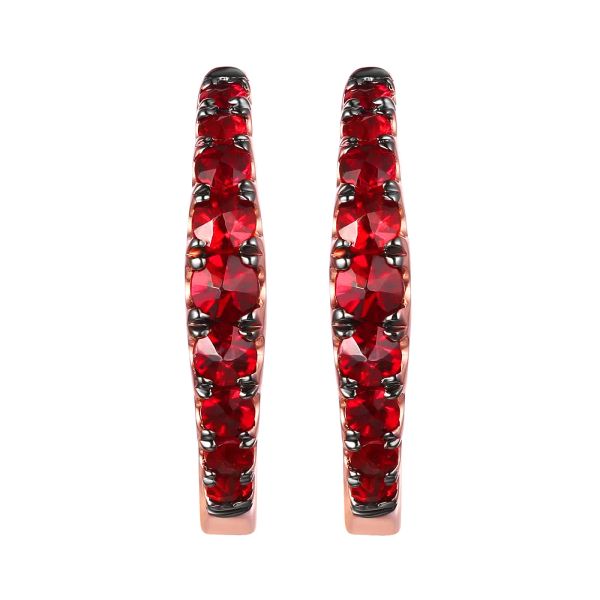 Garnet gold earring - 192 #2