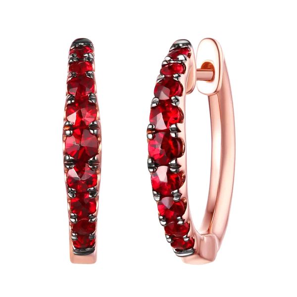 Garnet gold earring - 192 #3