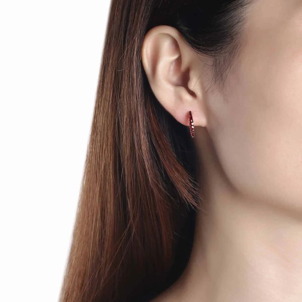 Garnet gold earring - 192 #4