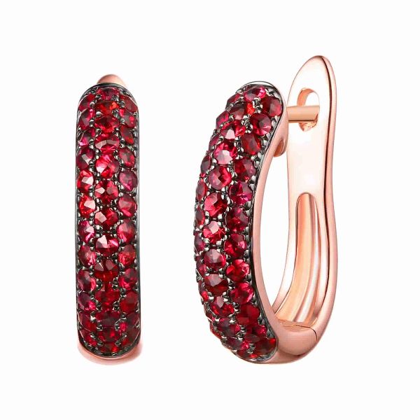 Garnet gold earring - 186 #3