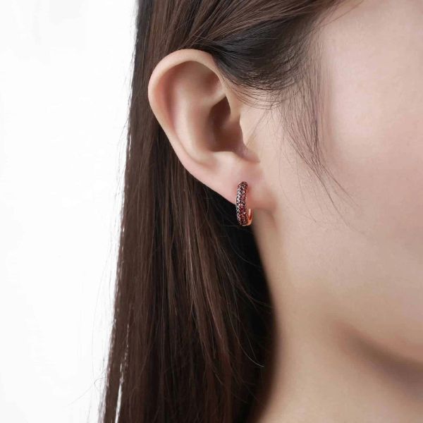 Garnet gold earring - 186 #4