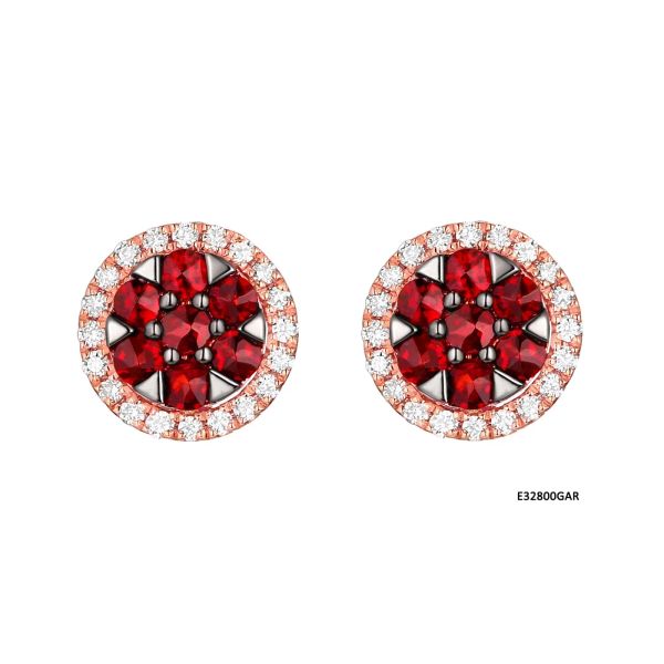 Garnet diamond earring - 195 #2