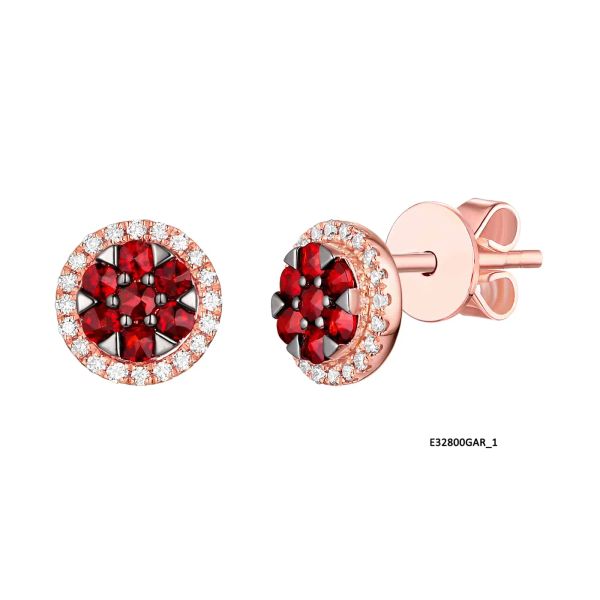 Garnet diamond earring - 195 #3