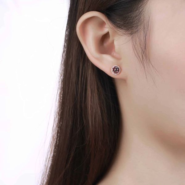 Garnet diamond earring - 195 #5