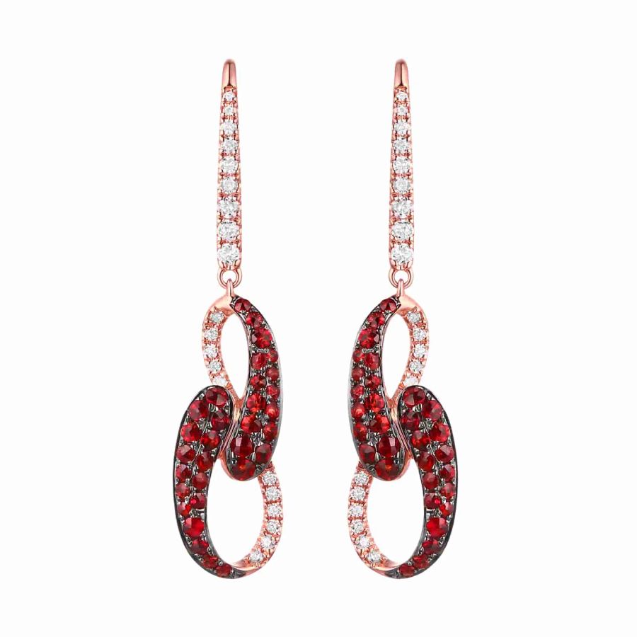 Garnet diamond earring - 177