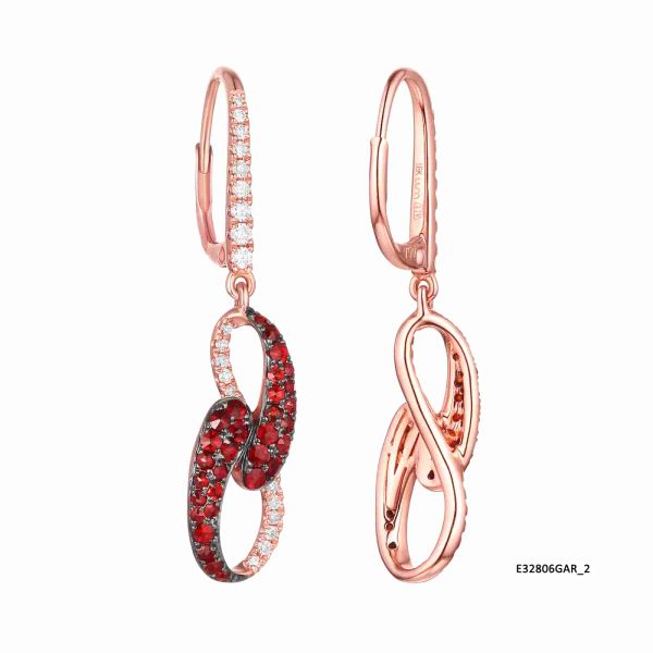 Garnet diamond earring - 177 #4