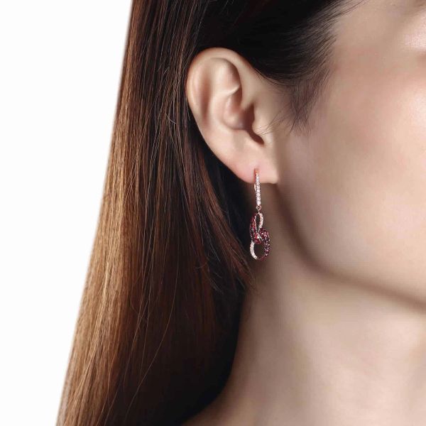 Garnet diamond earring - 177 #5