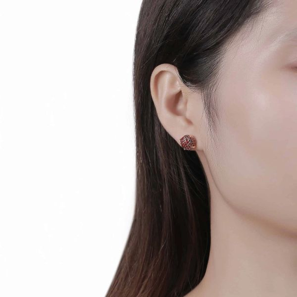 Garnet gold earring - 183 #3