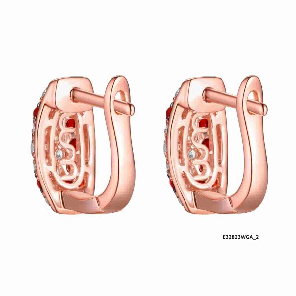 Garnet diamond earring - 171 #4