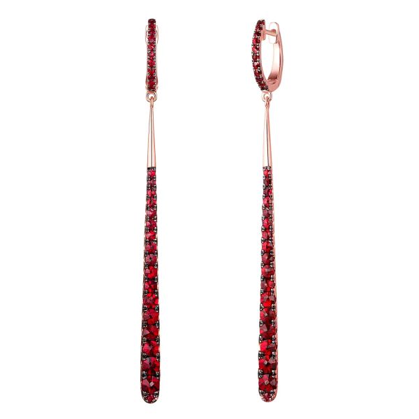 Garnet gold earring - 199 #3