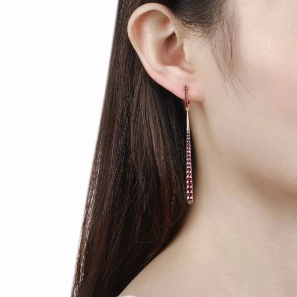Garnet gold earring - 199 #4