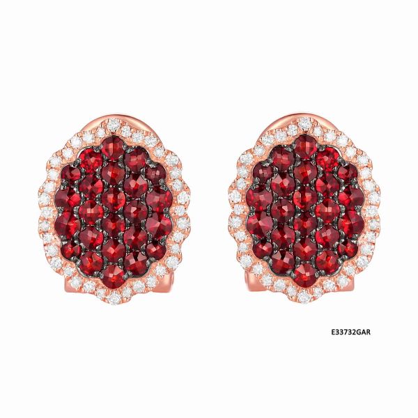 Šperky s granáty diamant náušnice - 168 #2