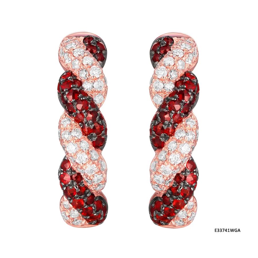 Šperky s granáty diamant náušnice - 200