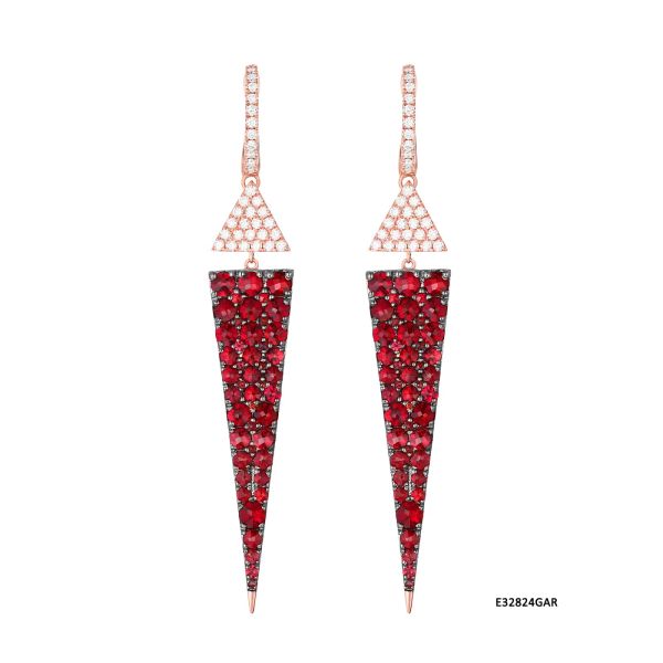 Šperky s granáty diamant náušnice - 201 #2