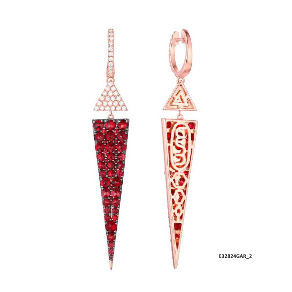 Šperky s granáty diamant náušnice - 201 #4