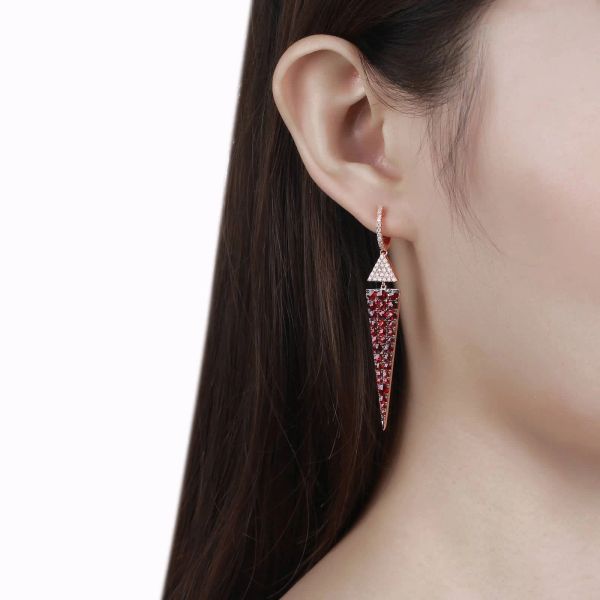 Šperky s granáty diamant náušnice - 201 #5