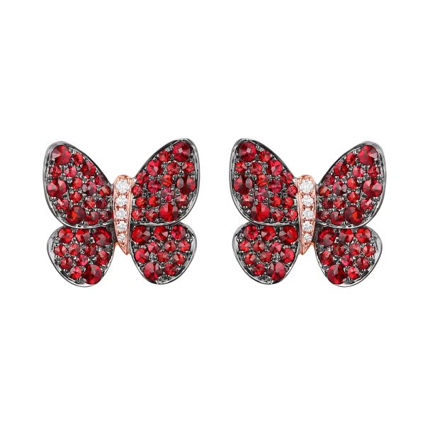 Garnet diamond earring - 1009 #2