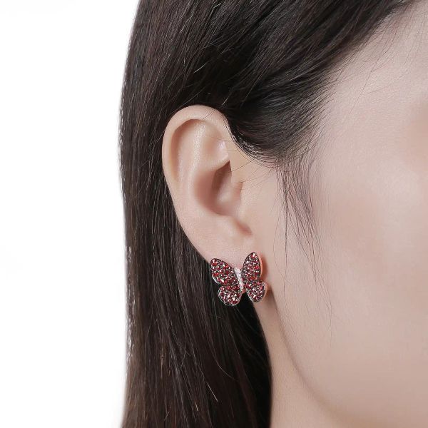 Garnet diamond earring - 1009 #3