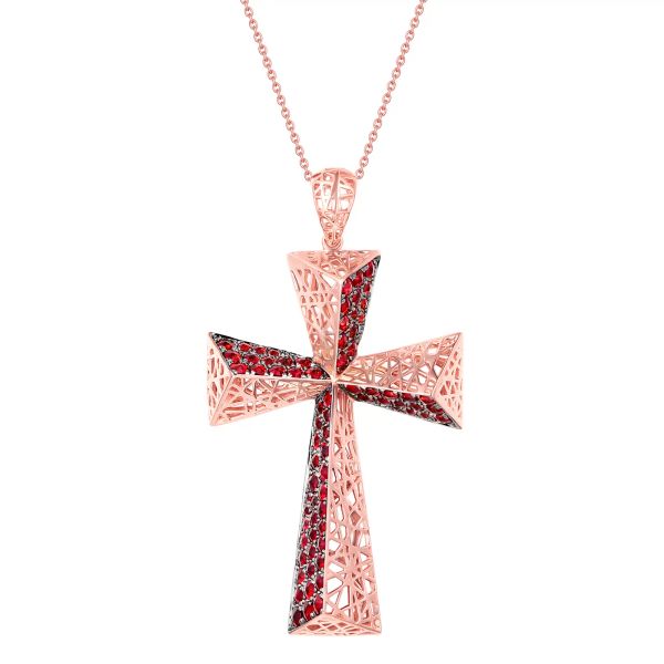 Garnet gold pendant - 1008 #6