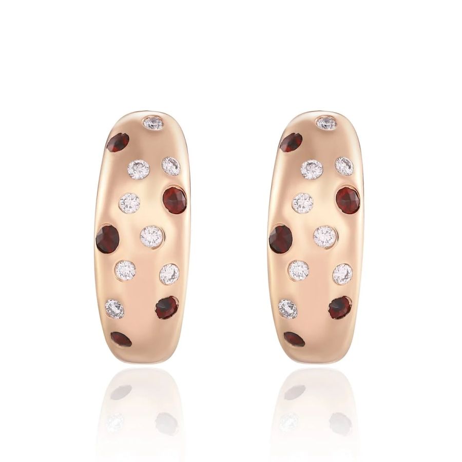 Šperky s granáty diamant náušnice - 536