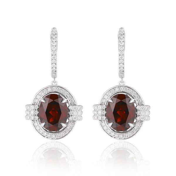 Garnet diamond earring - 539 #2