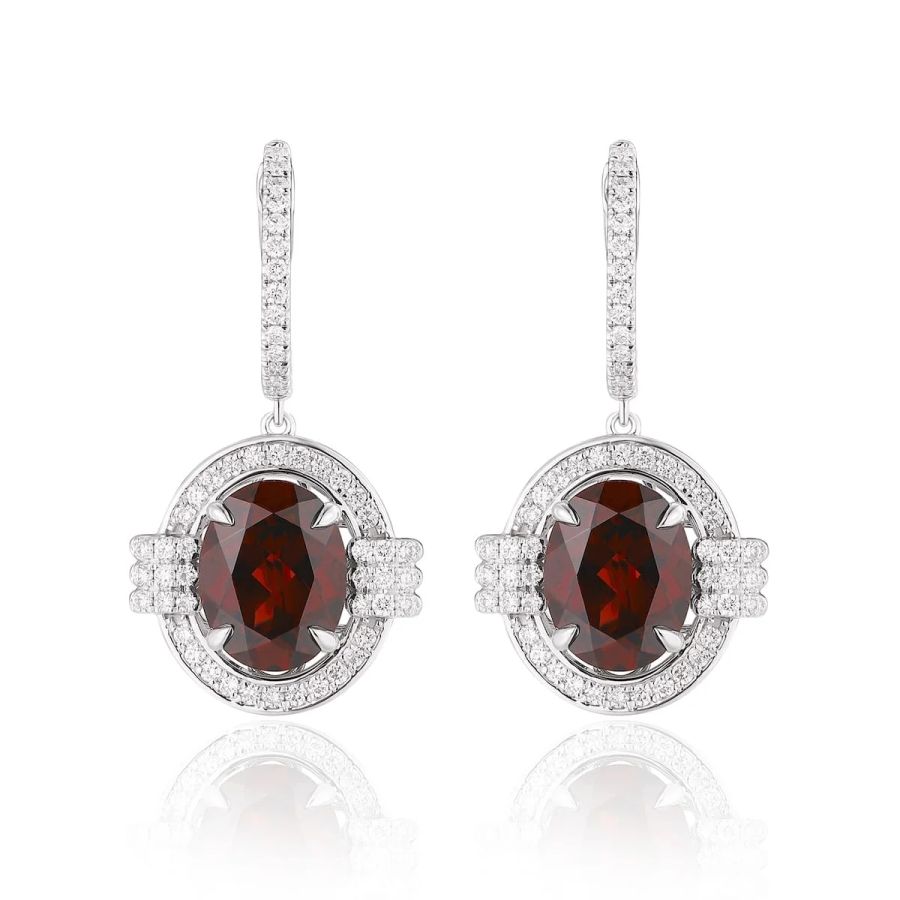 Garnet diamond earring - 539
