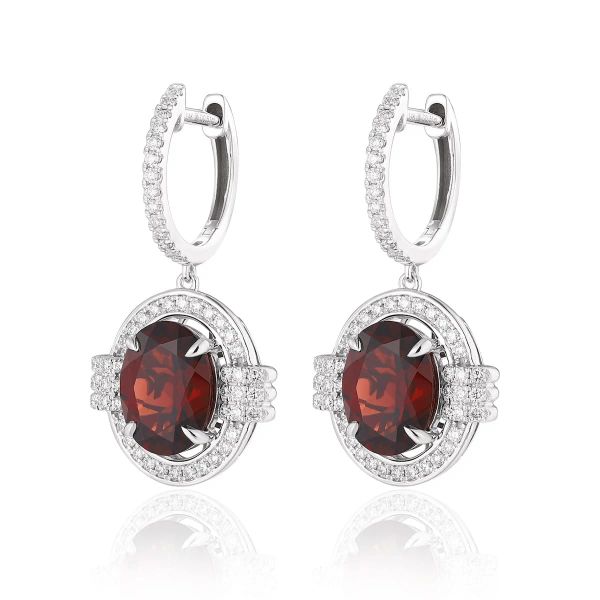 Garnet diamond earring - 539 #3