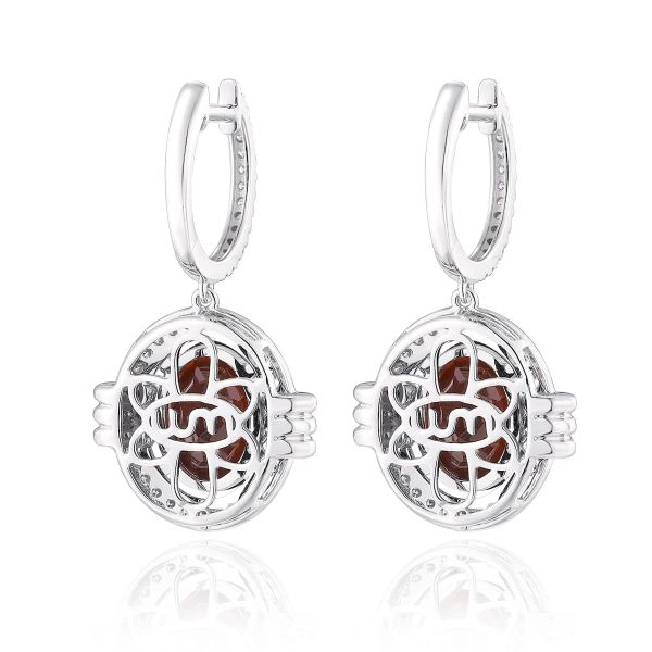 Garnet diamond earring - 539 #4