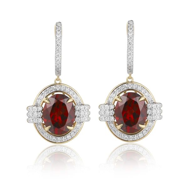 Garnet diamond earring - 540 #2