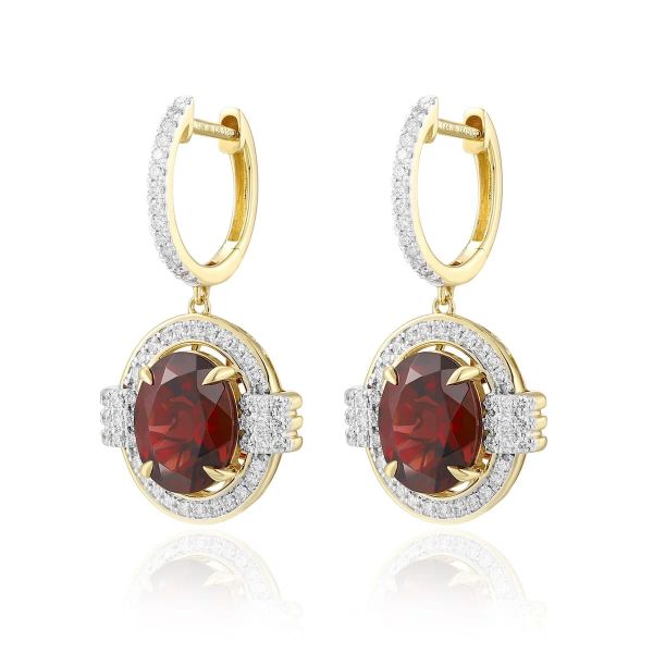 Garnet diamond earring - 540 #3