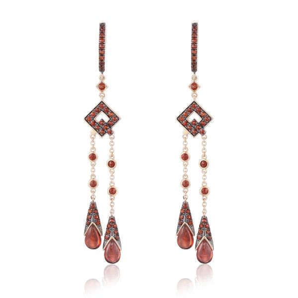 Šperky s granáty zlato náušnice - 582 #2