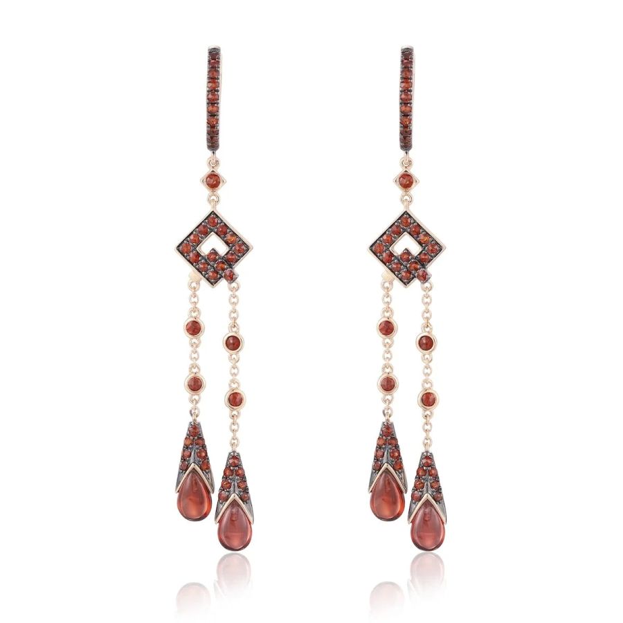 Šperky s granáty zlato náušnice - 582