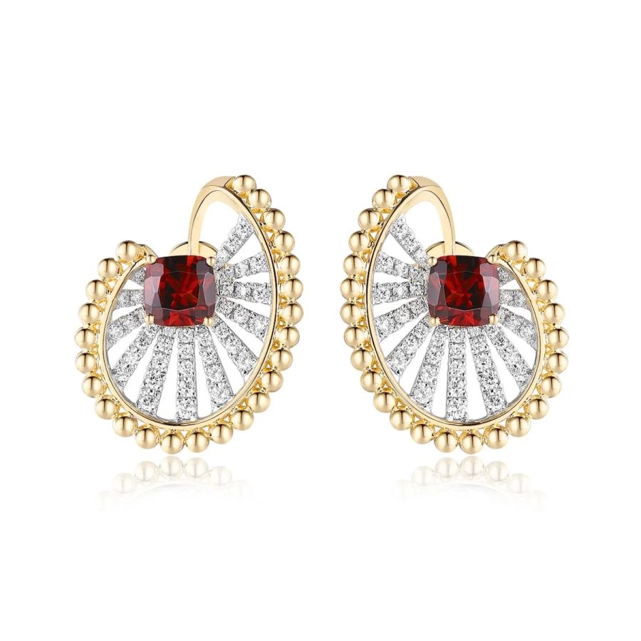 Garnet diamond earring - 954