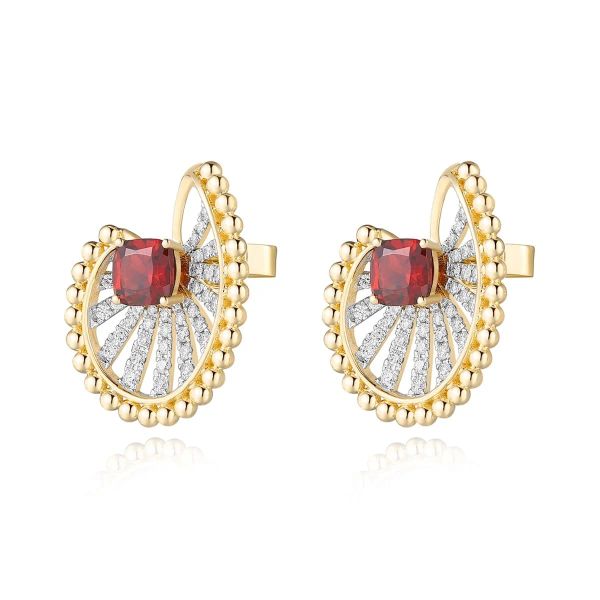 Garnet diamond earring - 954 #3