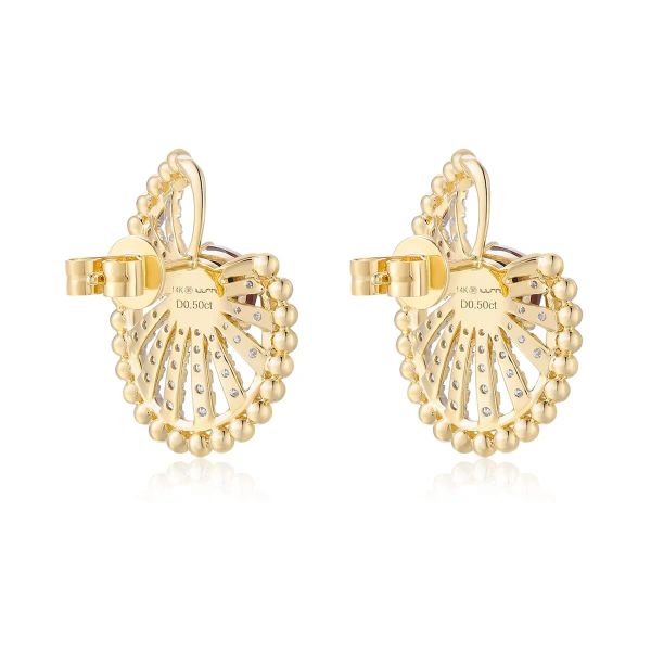 Garnet diamond earring - 954 #4