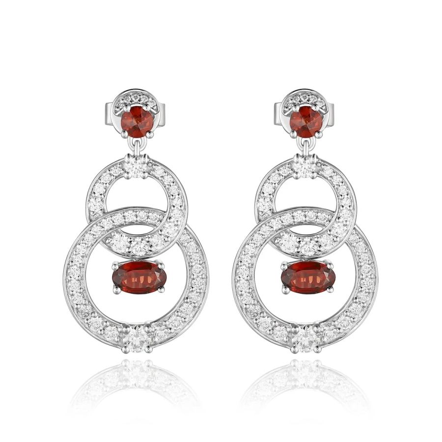 Šperky s granáty diamant náušnice - 541