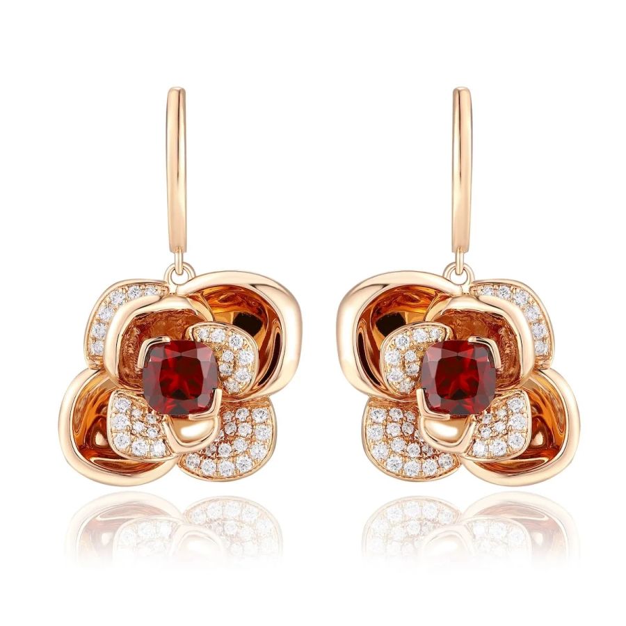 Šperky s granáty diamant náušnice - 542