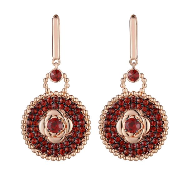Garnet gold earring - 441 #2