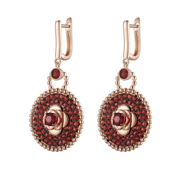 Garnet gold earring - 441 #3
