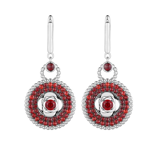 Garnet silver earring - 428 #2