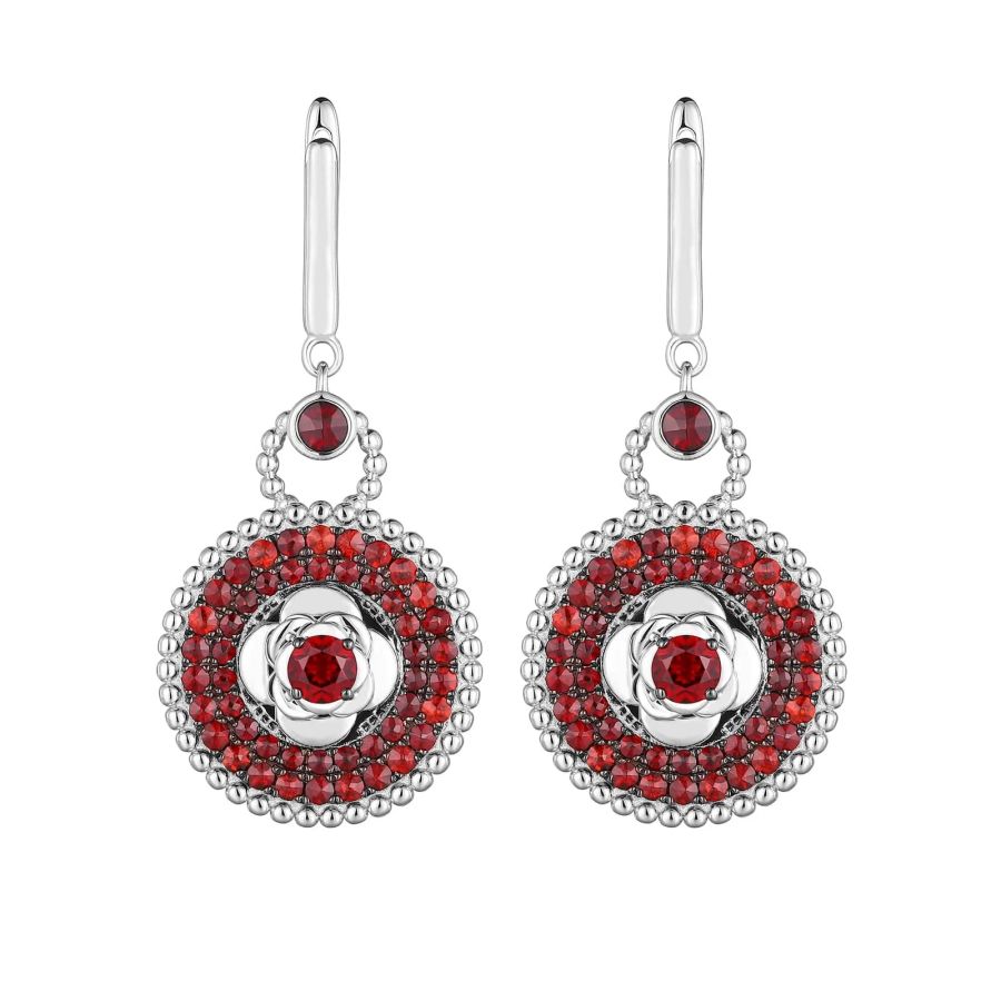 Garnet silver earring - 428