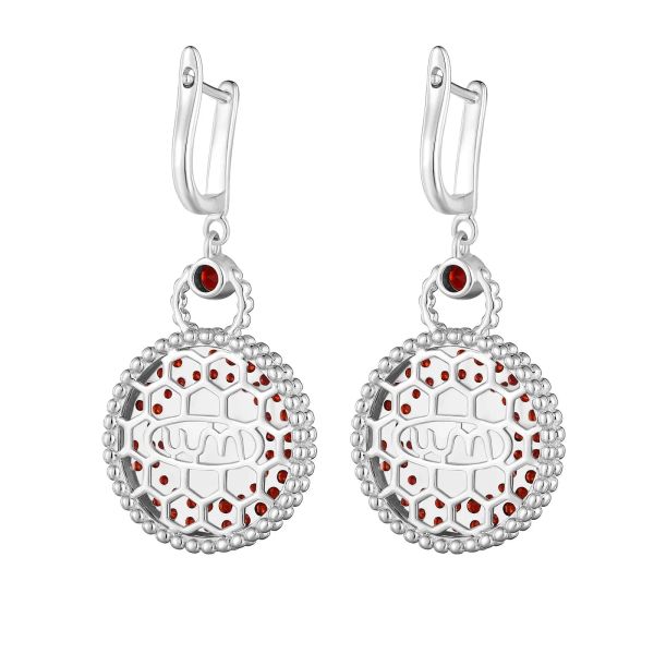 Garnet silver earring - 428 #4