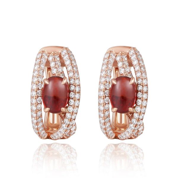 Garnet diamond earring - 952 #2